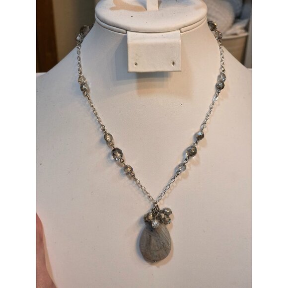 Alexis K. Silver-Tone Chain Necklace With Teardrop Pendant - Picture 5 of 9